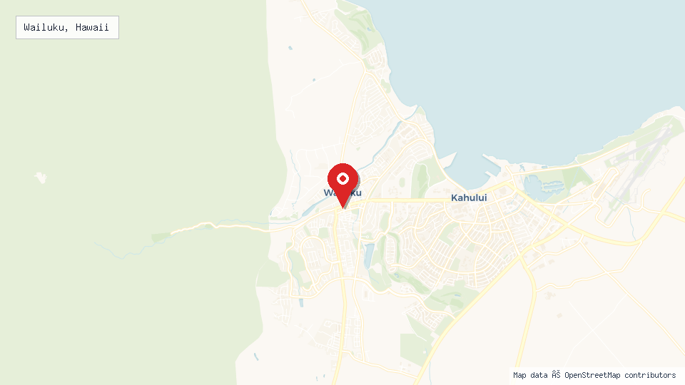Street map of Wailuku, Hawaii with location pin