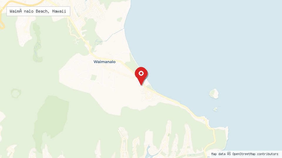 Street map of Waimānalo Beach, Hawaii with location pin