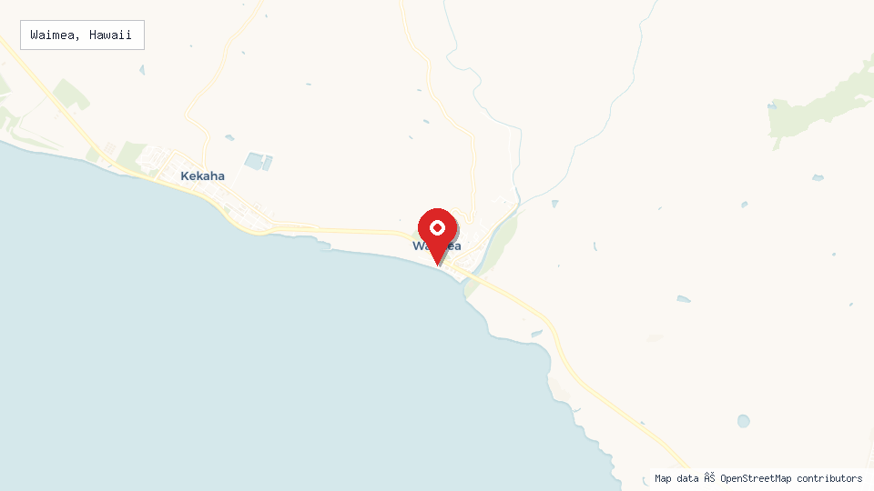 Street map of Waimea, Hawaii with location pin