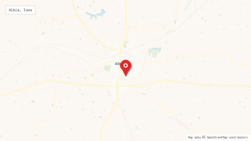 Street map of Albia, Iowa with location pin