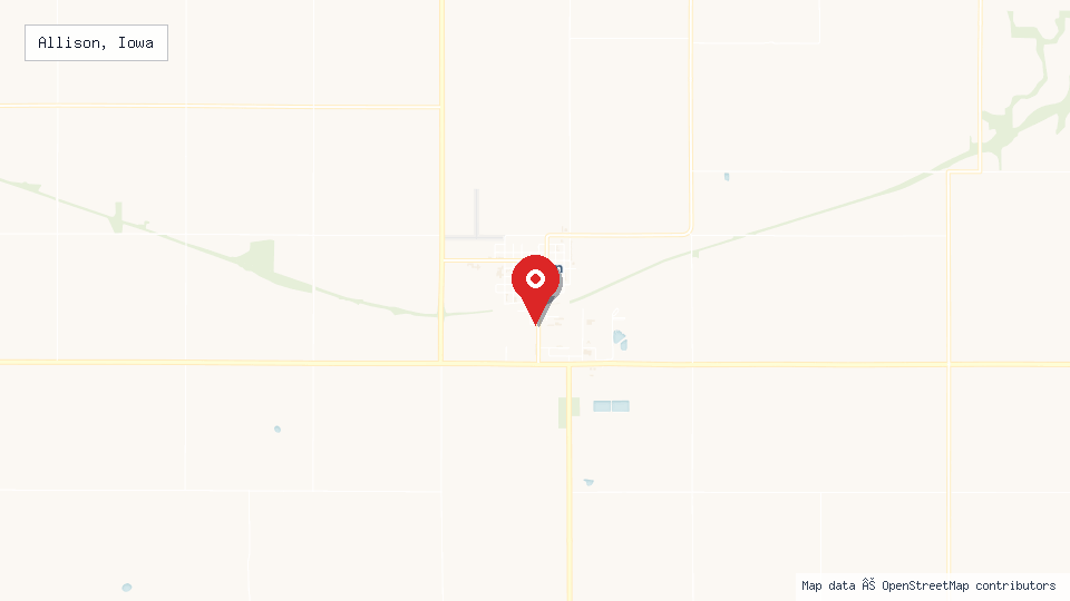 Street map of Allison, Iowa with location pin