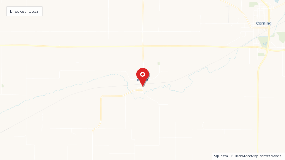 Street map of Brooks, Iowa with location pin