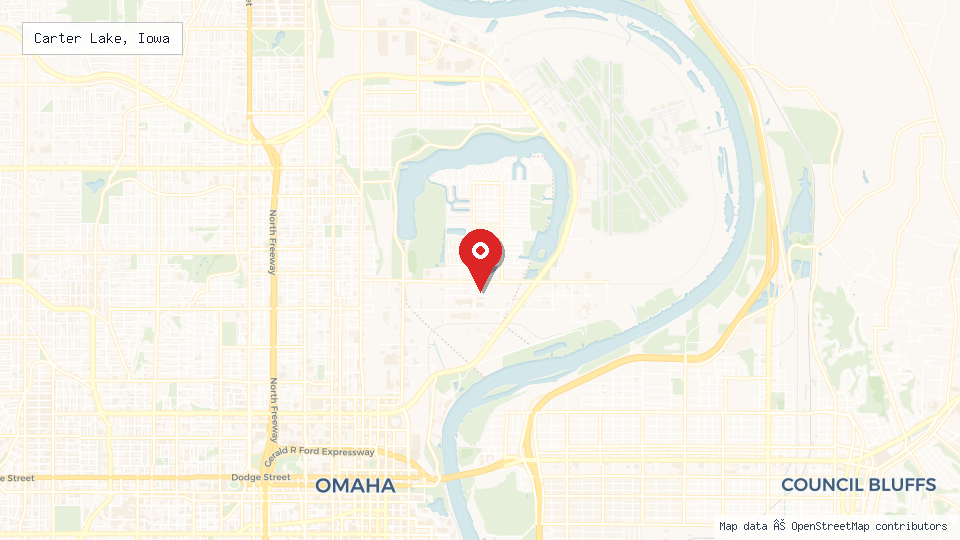 Street map of Carter Lake, Iowa with location pin