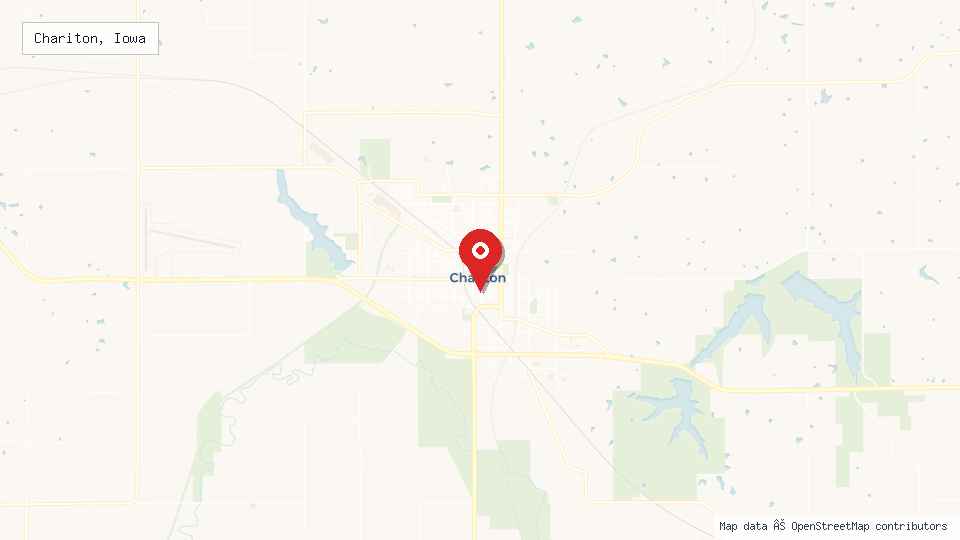 Street map of Chariton, Iowa with location pin