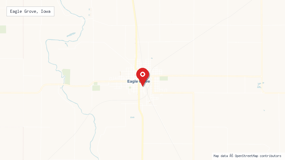 Street map of Eagle Grove, Iowa with location pin