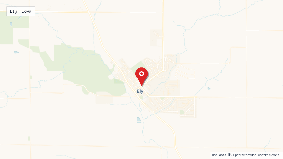 Street map of Ely, Iowa with location pin