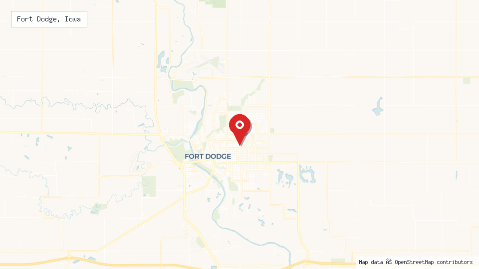 Street map of Fort Dodge, Iowa with location pin