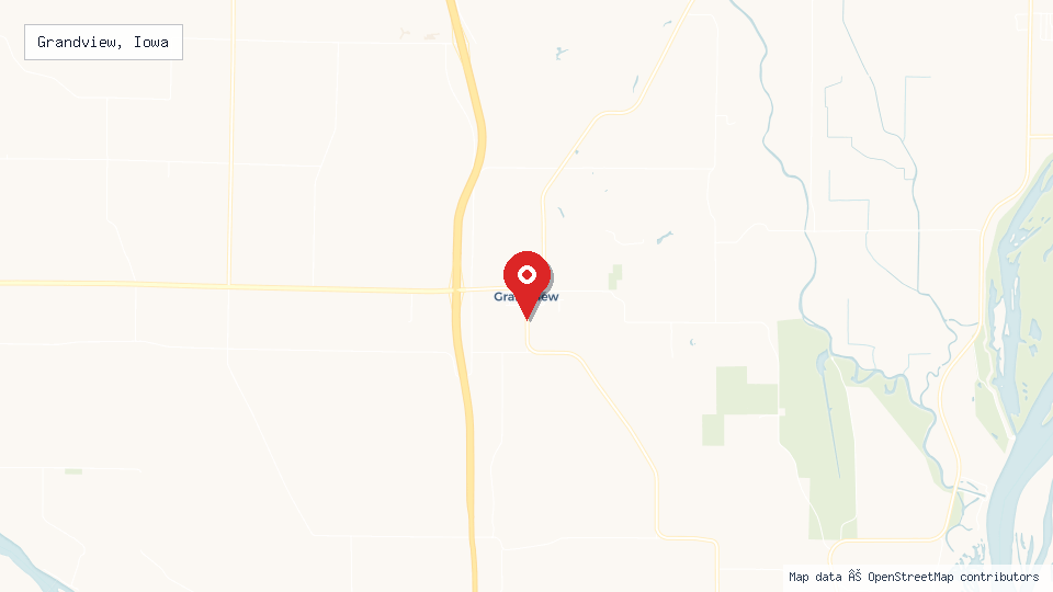 Street map of Grandview, Iowa with location pin