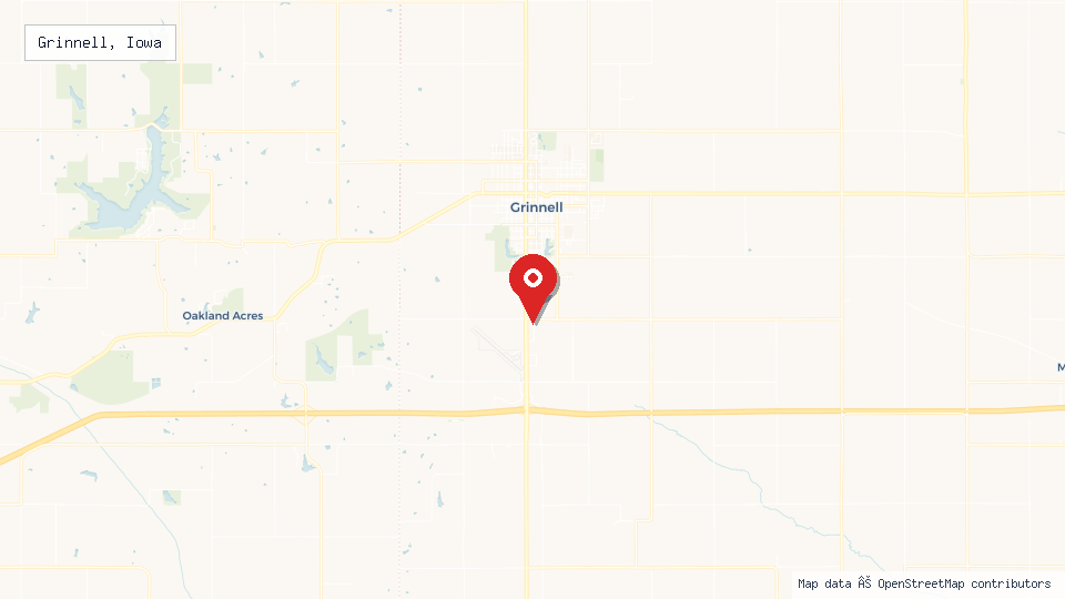 Street map of Grinnell, Iowa with location pin
