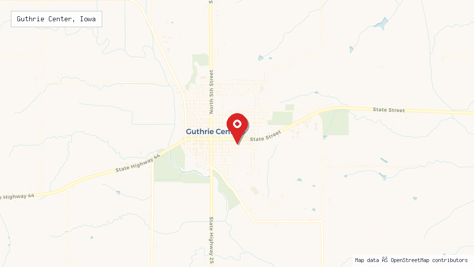 Street map of Guthrie Center, Iowa with location pin
