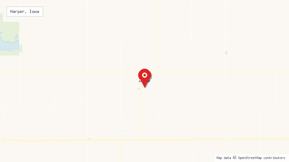 Street map of Harper, Iowa with location pin