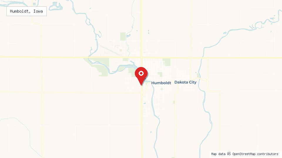 Street map of Humboldt, Iowa with location pin