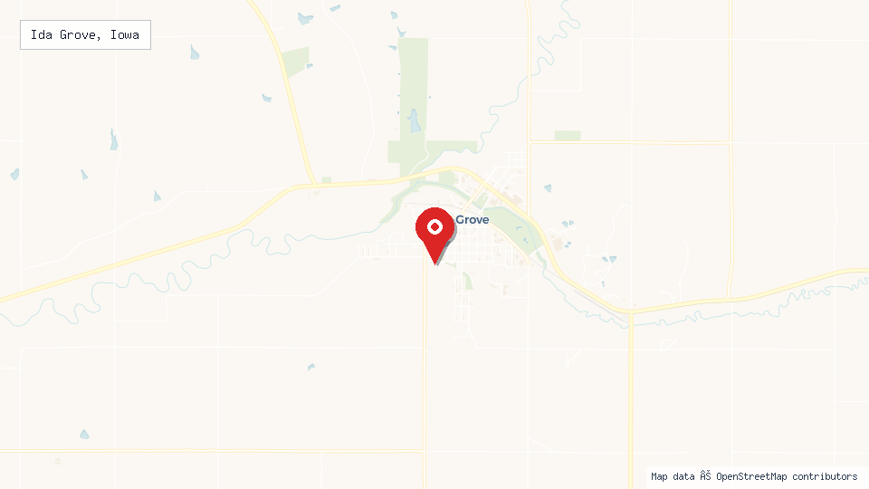 Street map of Ida Grove, Iowa with location pin