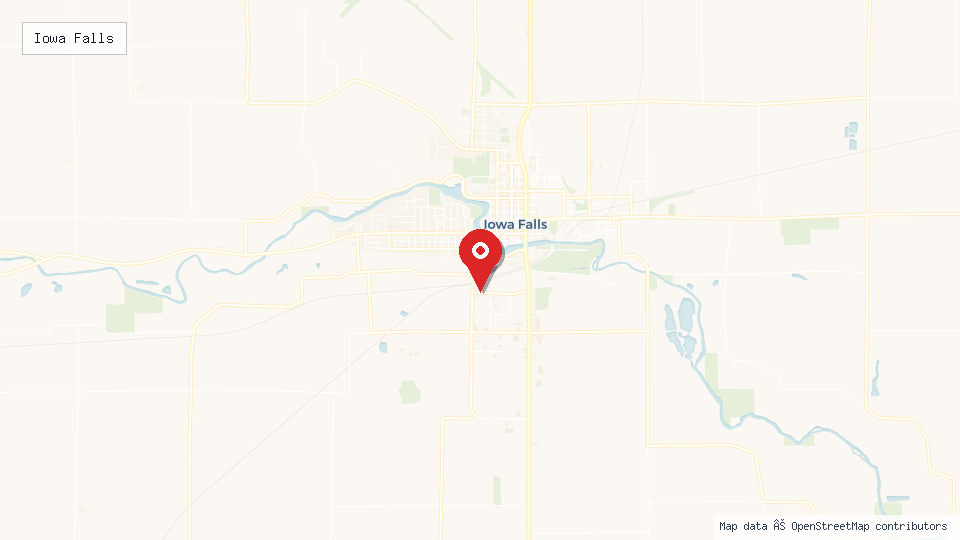 Street map of Iowa Falls with location pin