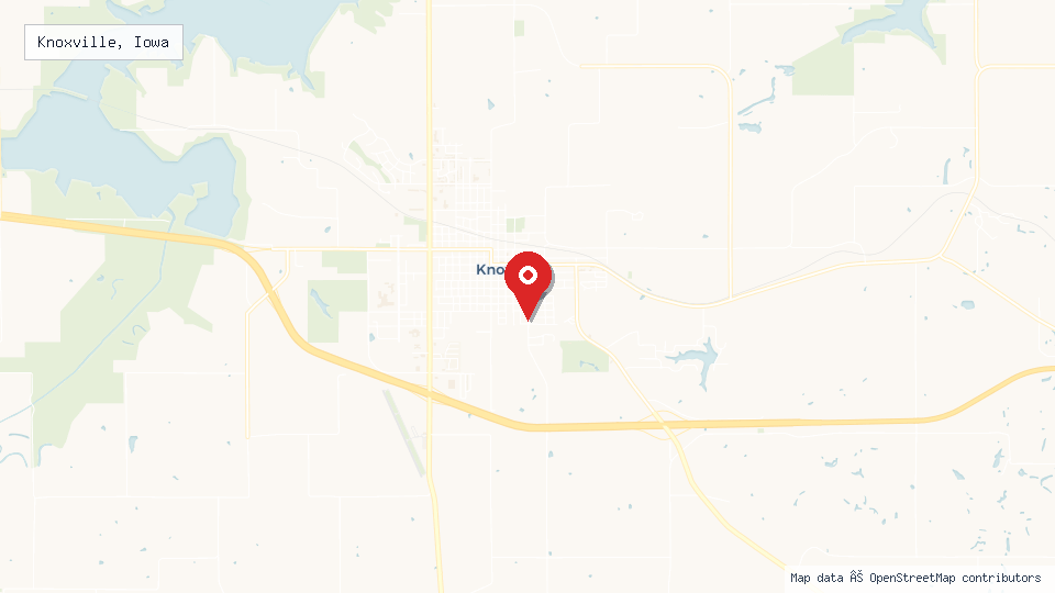 Street map of Knoxville, Iowa with location pin