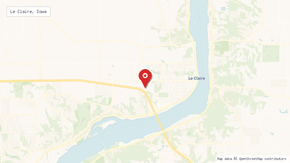 Street map of Le Claire, Iowa with location pin