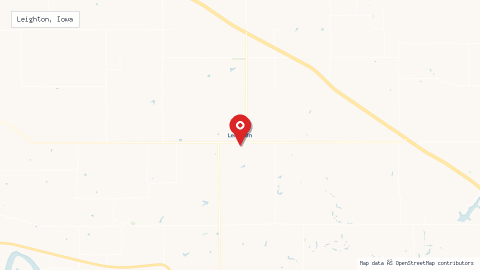 Street map of Leighton, Iowa with location pin