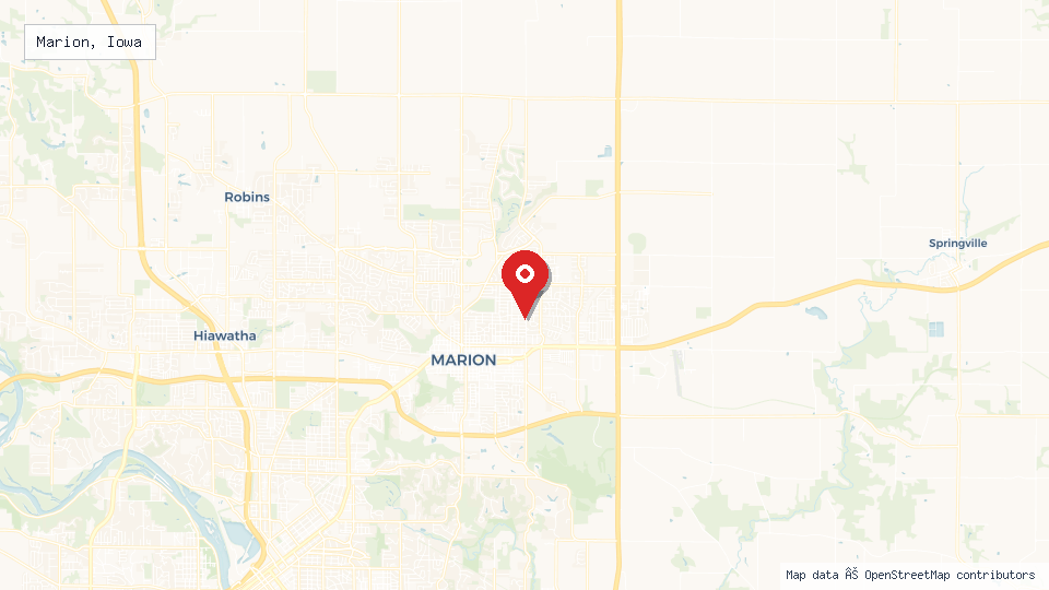 Street map of Marion, Iowa with location pin