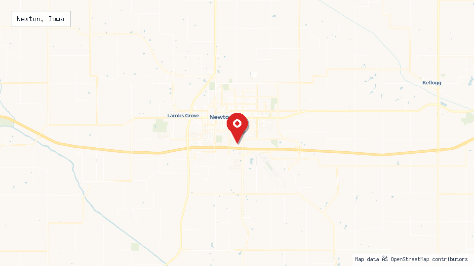 Street map of Newton, Iowa with location pin