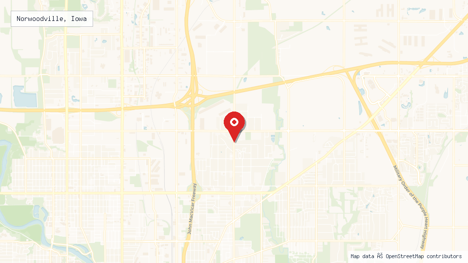 Street map of Norwoodville, Iowa with location pin