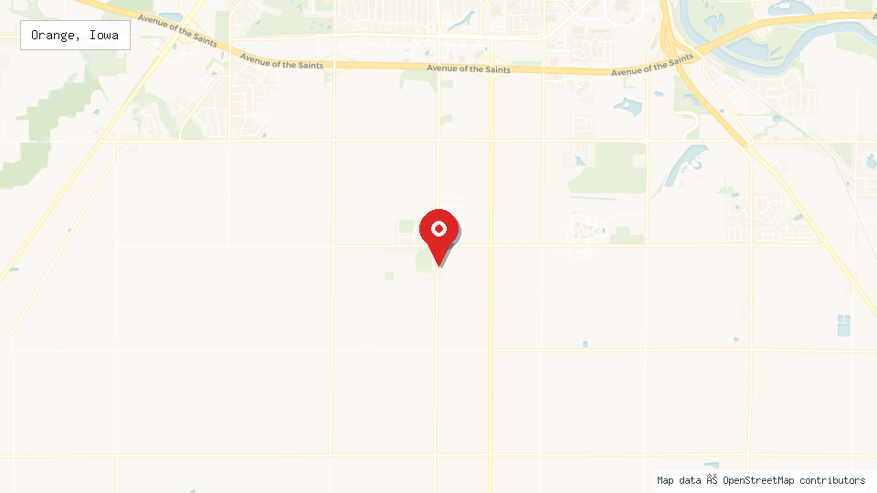 Street map of Orange, Iowa with location pin
