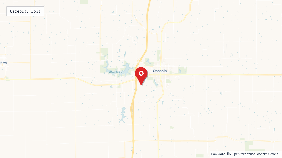 Street map of Osceola, Iowa with location pin