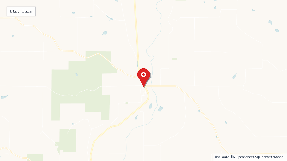 Street map of Oto, Iowa with location pin