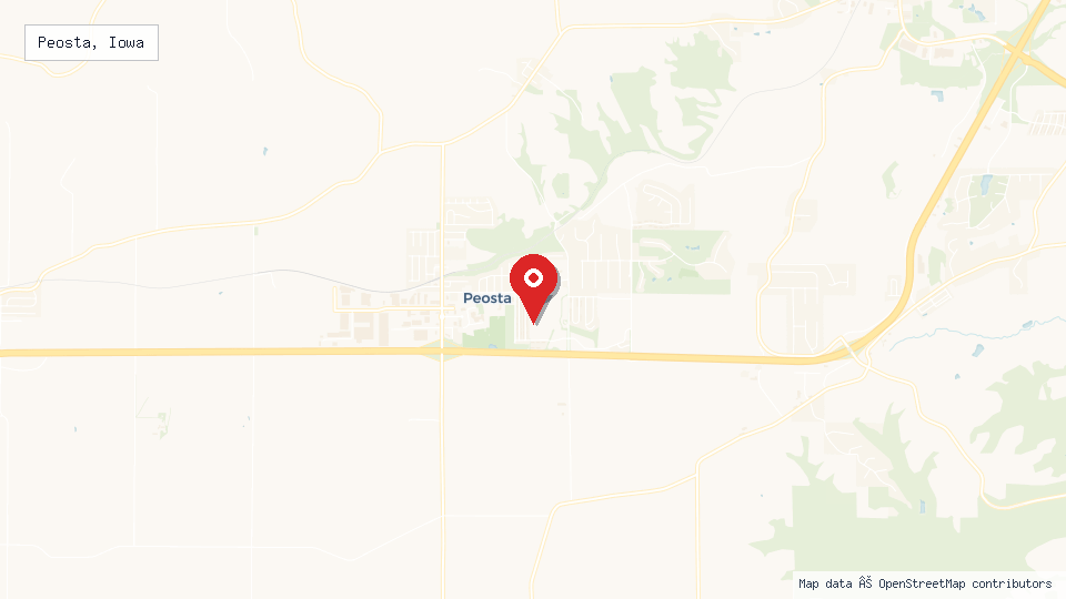 Street map of Peosta, Iowa with location pin