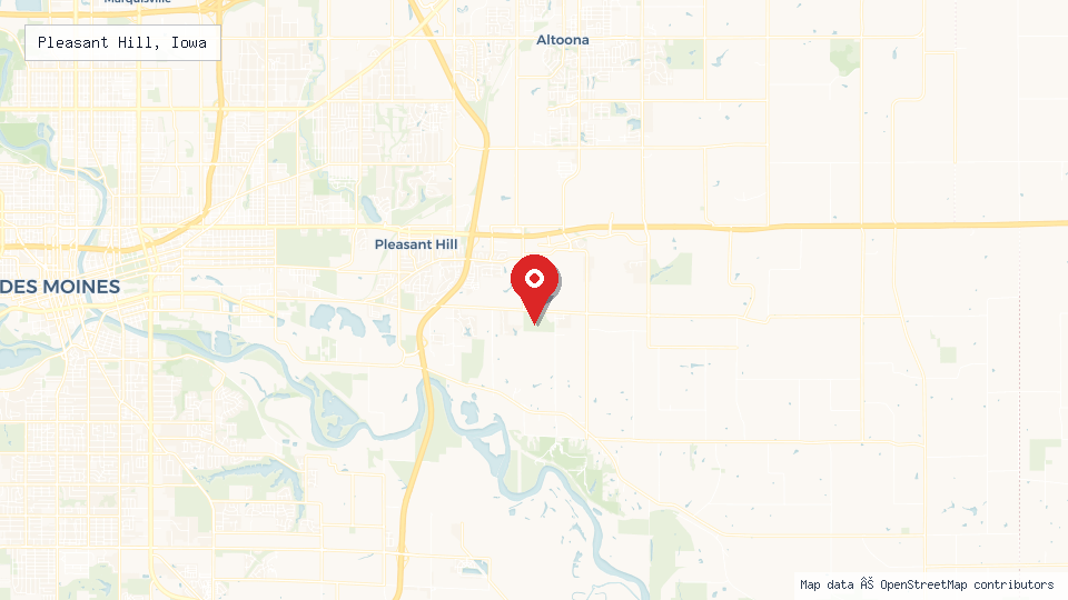 Street map of Pleasant Hill, Iowa with location pin