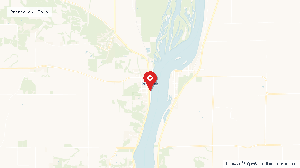 Street map of Princeton, Iowa with location pin