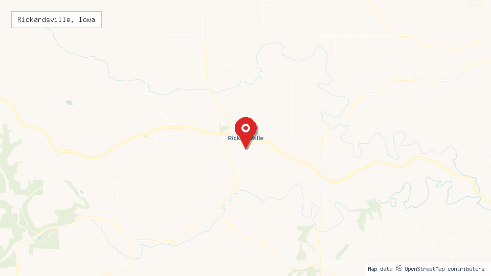 Street map of Rickardsville, Iowa with location pin