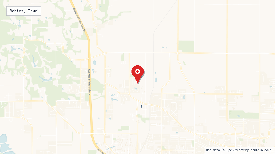 Street map of Robins, Iowa with location pin