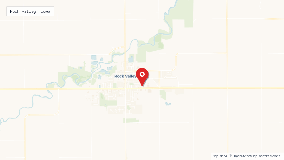 Street map of Rock Valley, Iowa with location pin