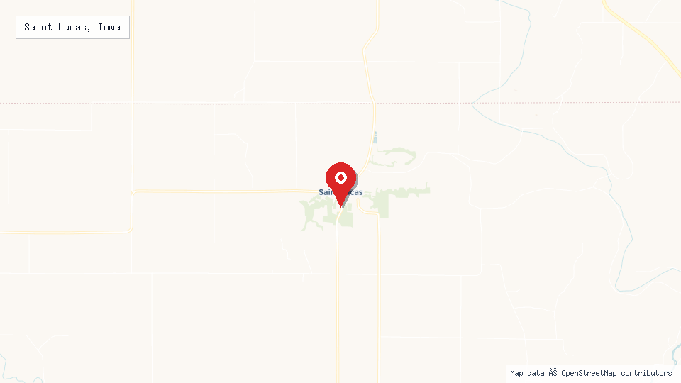 Street map of Saint Lucas, Iowa with location pin
