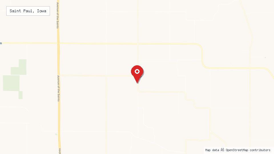 Street map of Saint Paul, Iowa with location pin