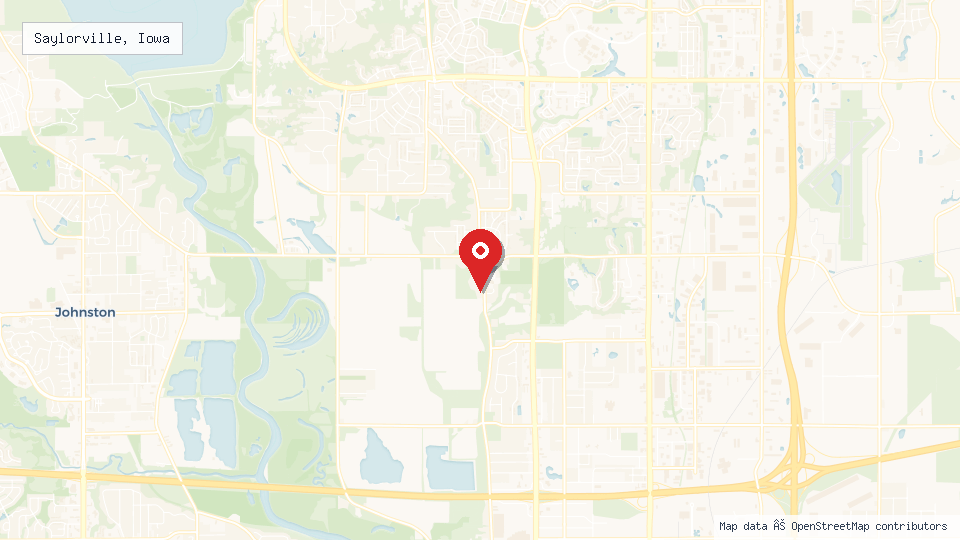 Street map of Saylorville, Iowa with location pin