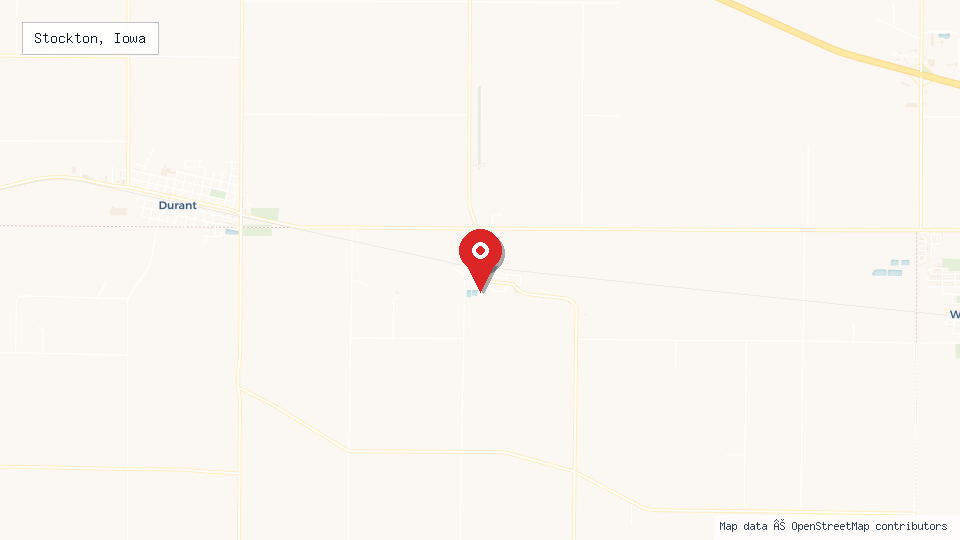 Street map of Stockton, Iowa with location pin