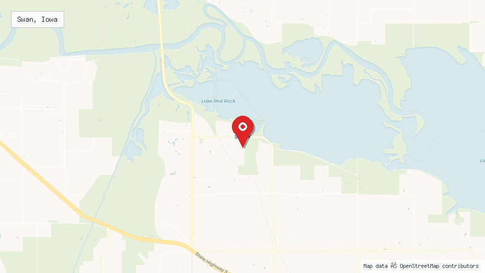 Street map of Swan, Iowa with location pin