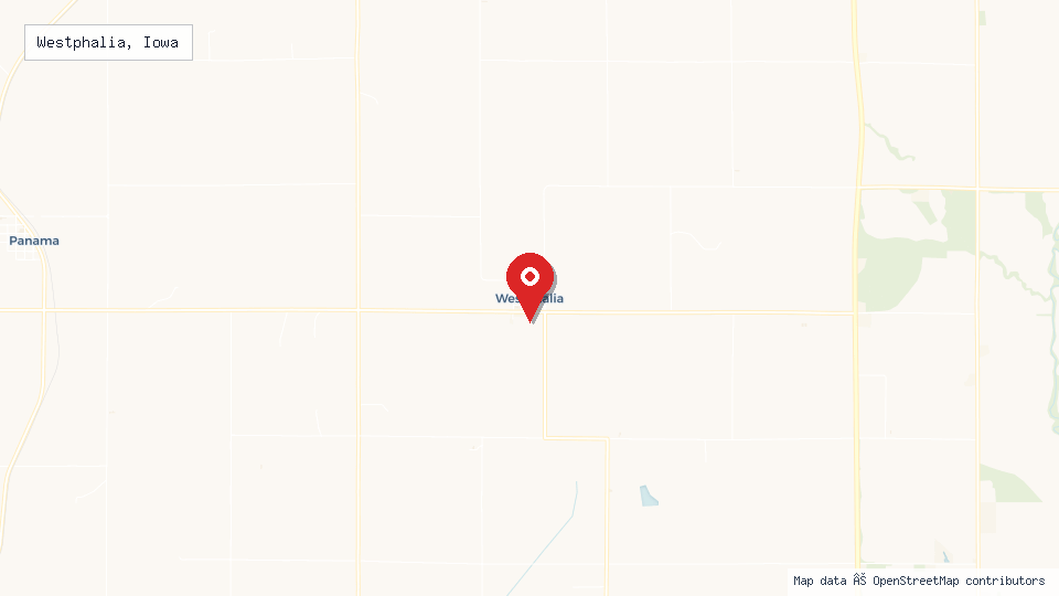 Street map of Westphalia, Iowa with location pin