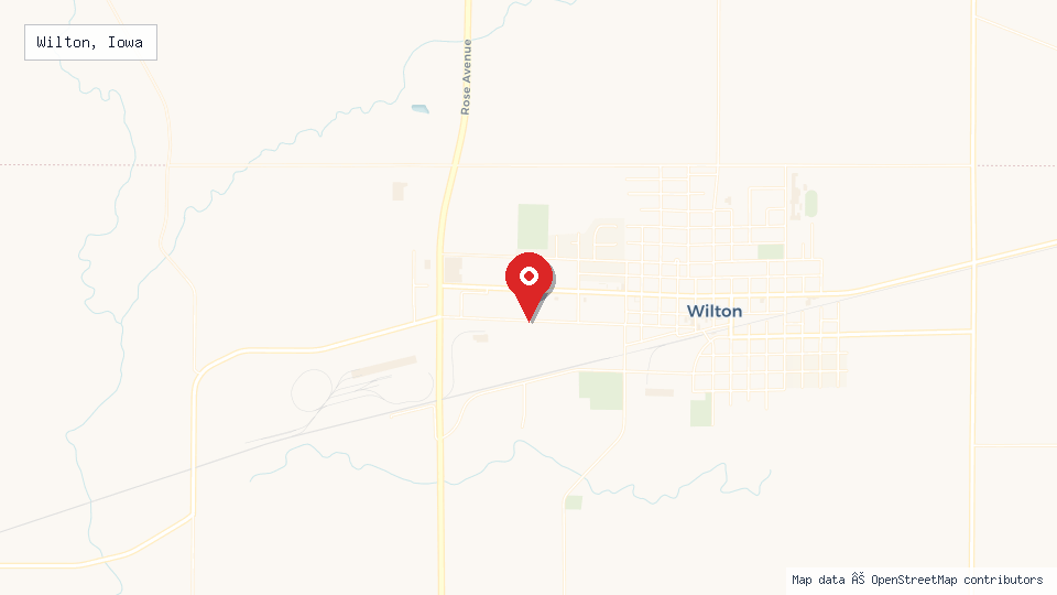 Street map of Wilton, Iowa with location pin