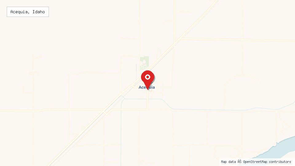 Street map of Acequia, Idaho with location pin