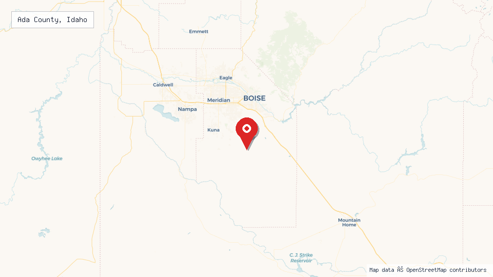 Street map of Ada County, Idaho with location pin
