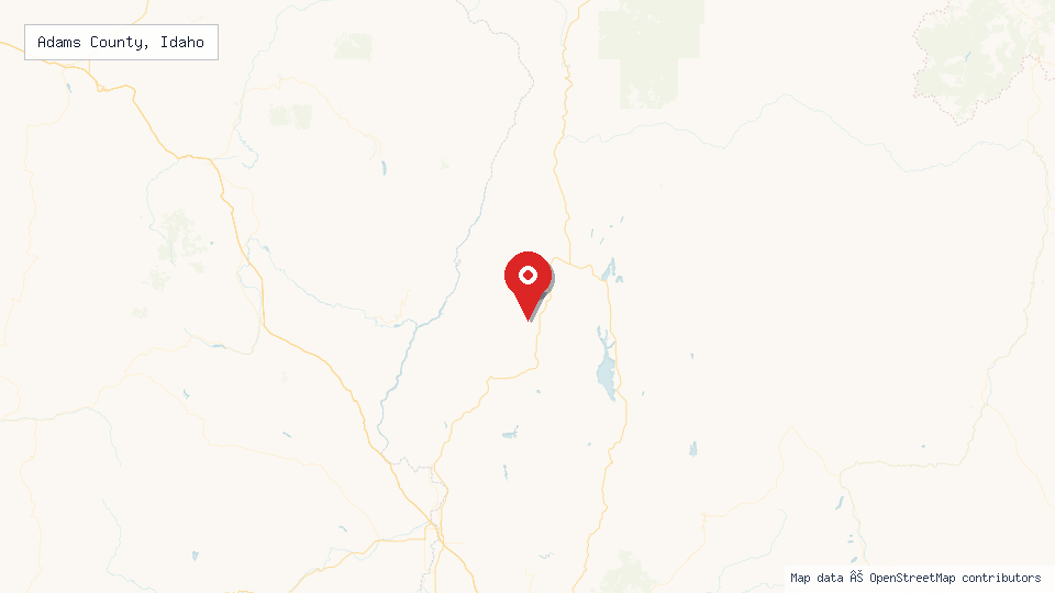 Street map of Adams County, Idaho with location pin