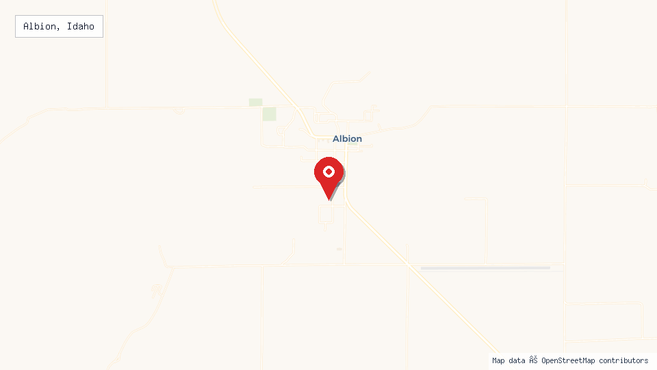 Street map of Albion, Idaho with location pin