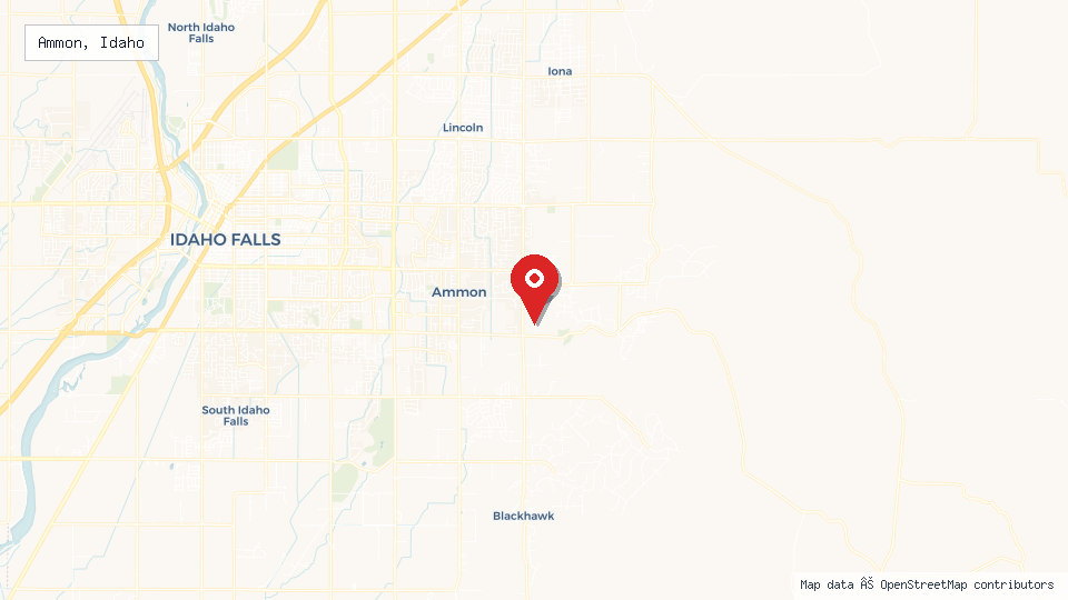 Street map of Ammon, Idaho with location pin