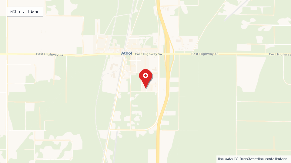 Street map of Athol, Idaho with location pin