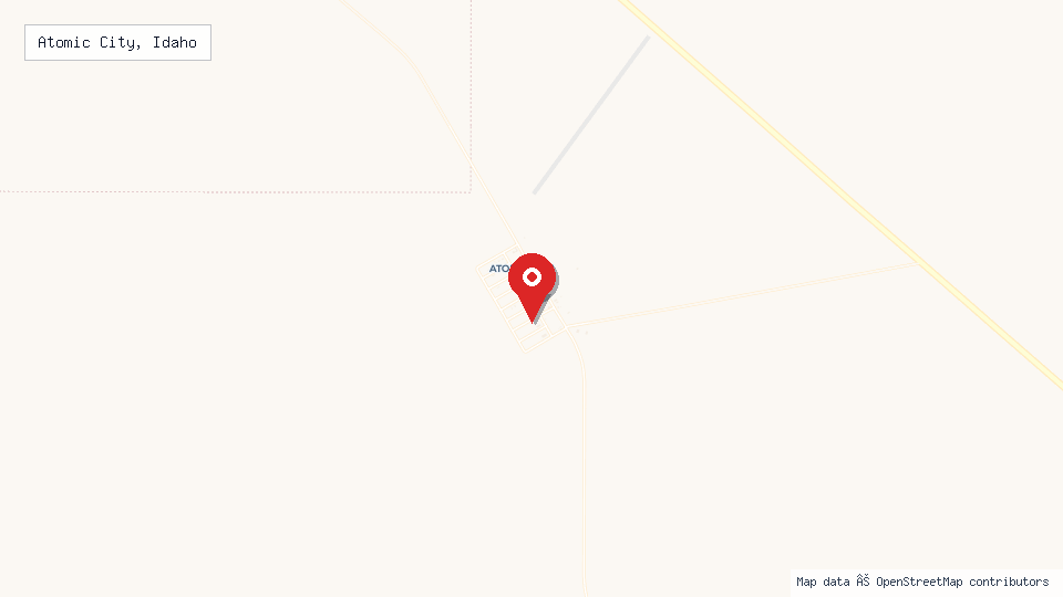 Street map of Atomic City, Idaho with location pin