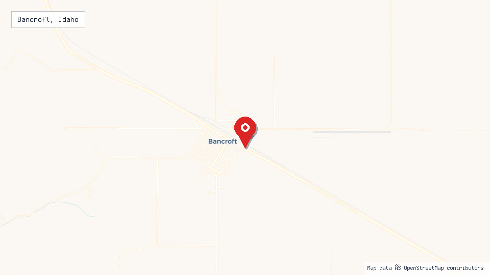 Street map of Bancroft, Idaho with location pin