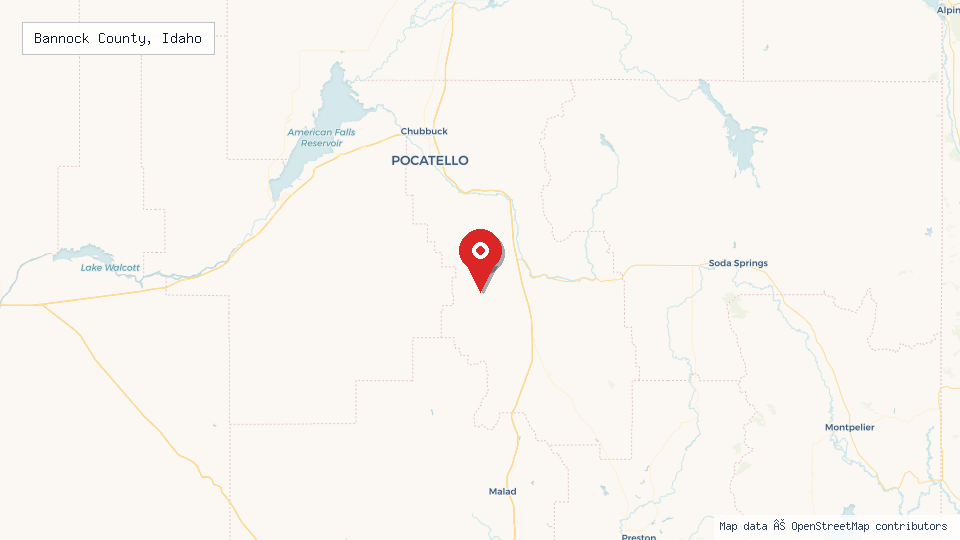 Street map of Bannock County, Idaho with location pin