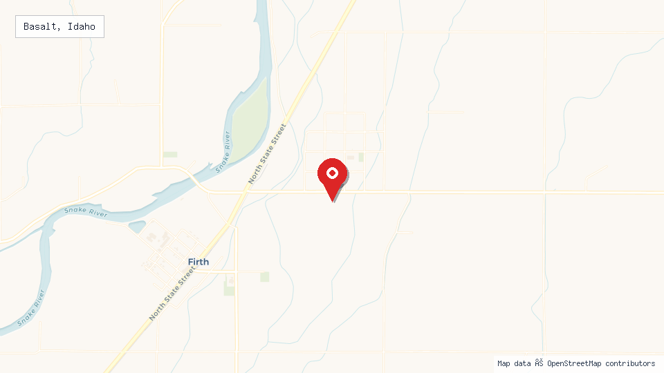 Street map of Basalt, Idaho with location pin